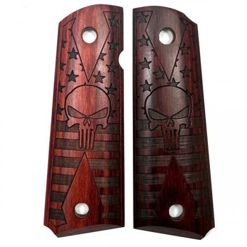 1911 Grip Rosewood  Double Diamond Skull 