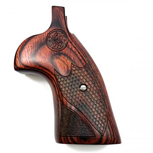 Smith & Wesson K Frame Revolver Grips Round Butt Rosewood S&W Logo Fish Scale Stipple Checkering